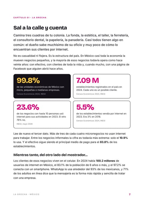 Página del capítulo 1 con datos del INEGI